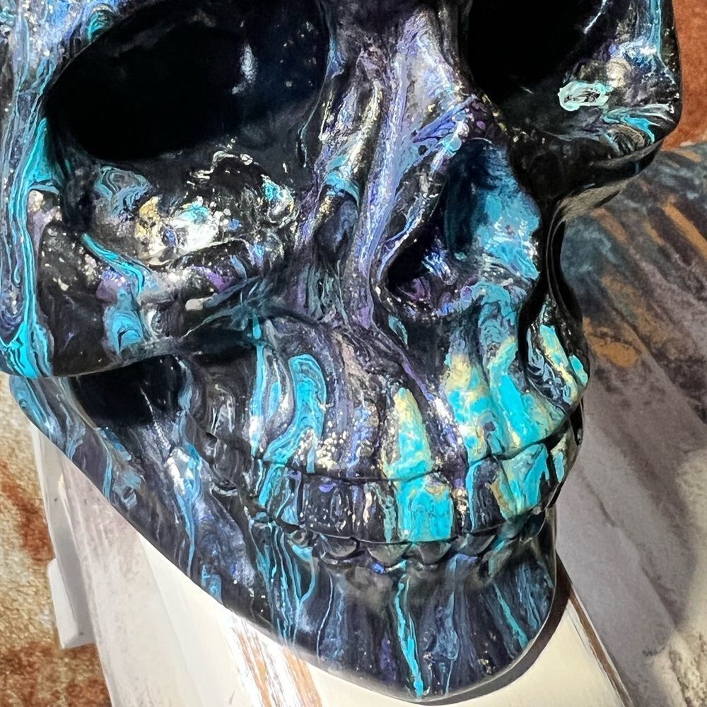 Hand-Painted One of A Kind Life Size Adult Human Skull - Picture 8 of 10